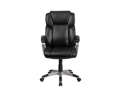 BLNK Carolyn LeatherSoft Mid-Back Executive Swivel Office Chair with Padded Arms - Black