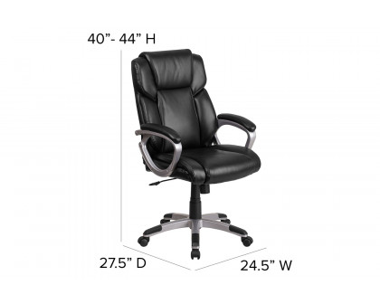 BLNK Carolyn LeatherSoft Mid-Back Executive Swivel Office Chair with Padded Arms - Black