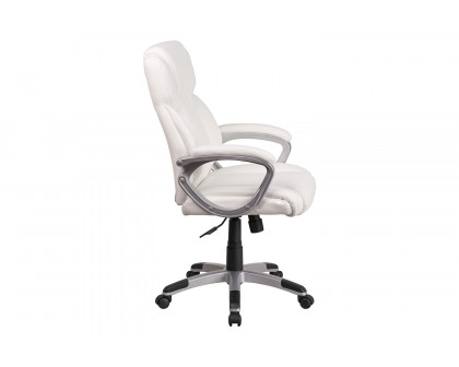 BLNK Carolyn LeatherSoft Mid-Back Executive Swivel Office Chair with Padded Arms - White