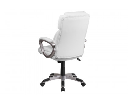 BLNK Carolyn LeatherSoft Mid-Back Executive Swivel Office Chair with Padded Arms - White