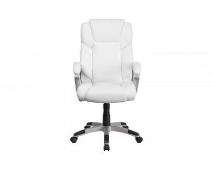 BLNK Carolyn LeatherSoft Mid-Back Executive Swivel Office Chair with Padded Arms - White