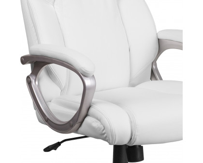 BLNK Carolyn LeatherSoft Mid-Back Executive Swivel Office Chair with Padded Arms - White