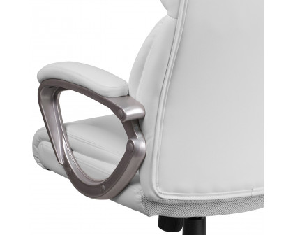 BLNK Carolyn LeatherSoft Mid-Back Executive Swivel Office Chair with Padded Arms - White