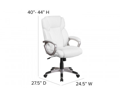 BLNK Carolyn LeatherSoft Mid-Back Executive Swivel Office Chair with Padded Arms - White