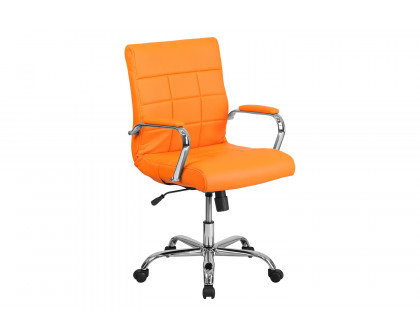 BLNK Vivian Vinyl Mid-Back Executive Swivel Office Chair with Chrome Base and Arms