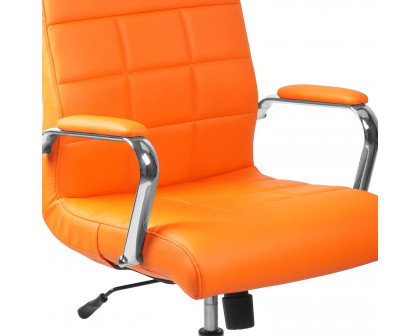 BLNK Vivian Vinyl Mid-Back Executive Swivel Office Chair with Chrome Base and Arms - Orange