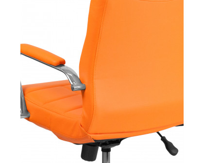 BLNK Vivian Vinyl Mid-Back Executive Swivel Office Chair with Chrome Base and Arms - Orange