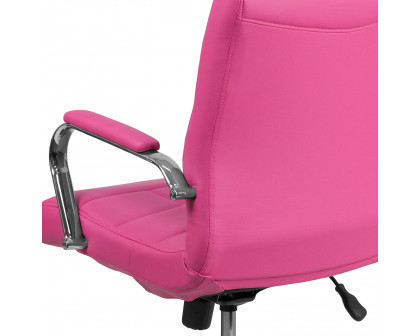 BLNK Vivian Vinyl Mid-Back Executive Swivel Office Chair with Chrome Base and Arms - Pink