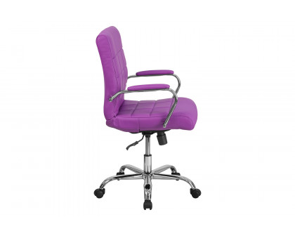 BLNK Vivian Vinyl Mid-Back Executive Swivel Office Chair with Chrome Base and Arms - Purple