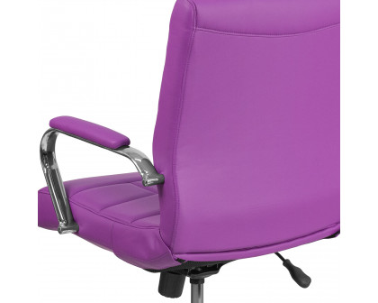 BLNK Vivian Vinyl Mid-Back Executive Swivel Office Chair with Chrome Base and Arms - Purple