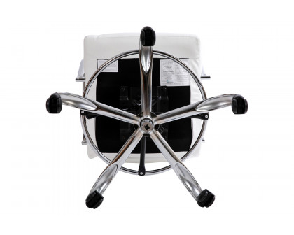 BLNK Whitney LeatherSoft Mid-Back Drafting Chair with Adjustable Foot Ring and Chrome Base - White