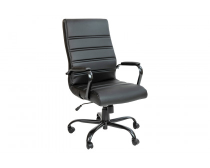 BLNK Whitney LeatherSoft High-Back Executive Swivel Office Chair with Black Frame and Arms