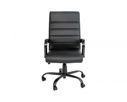 BLNK Whitney LeatherSoft High-Back Executive Swivel Office Chair with Black Frame and Arms - Black