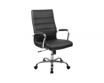 BLNK Whitney LeatherSoft High-Back Executive Swivel Office Chair with Chrome Frame and Arms