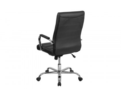 BLNK Whitney LeatherSoft High-Back Executive Swivel Office Chair with Chrome Frame and Arms - Black