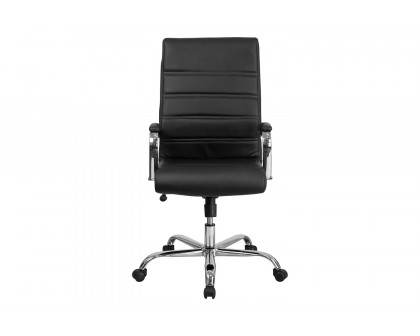 BLNK Whitney LeatherSoft High-Back Executive Swivel Office Chair with Chrome Frame and Arms - Black