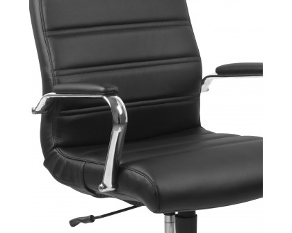 BLNK Whitney LeatherSoft High-Back Executive Swivel Office Chair with Chrome Frame and Arms - Black