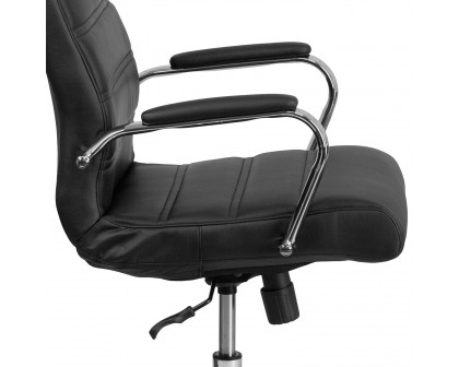 BLNK Whitney LeatherSoft High-Back Executive Swivel Office Chair with Chrome Frame and Arms - Black