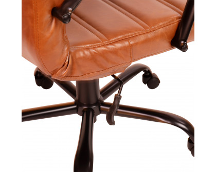 BLNK Whitney LeatherSoft High-Back Executive Swivel Office Chair with Black Frame and Arms - Brown