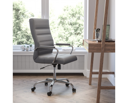 BLNK Whitney LeatherSoft High-Back Executive Swivel Office Chair with Chrome Frame and Arms