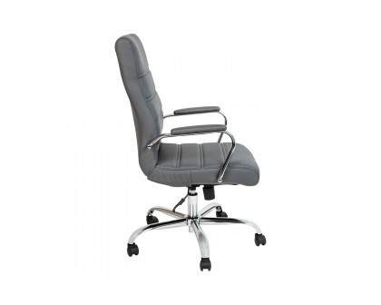 BLNK Whitney LeatherSoft High-Back Executive Swivel Office Chair with Chrome Frame and Arms - Gray