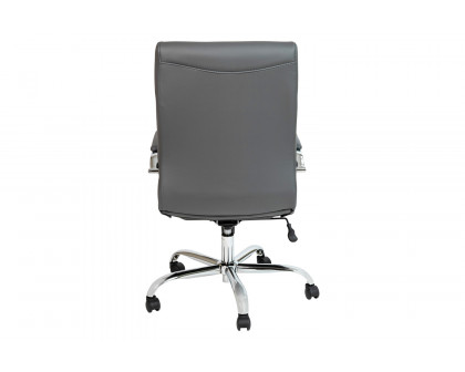 BLNK Whitney LeatherSoft High-Back Executive Swivel Office Chair with Chrome Frame and Arms - Gray