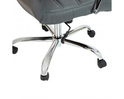 BLNK Whitney LeatherSoft High-Back Executive Swivel Office Chair with Chrome Frame and Arms - Gray