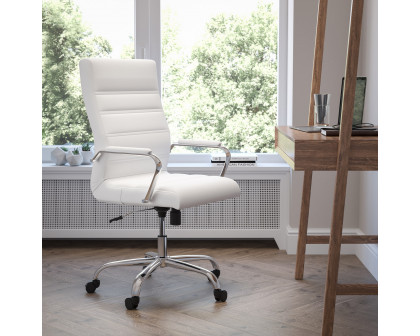 BLNK Whitney LeatherSoft High-Back Executive Swivel Office Chair with Chrome Frame and Arms