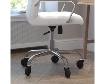 BLNK Whitney LeatherSoft High Back Executive Swivel Office Chair with Chrome Frame, Arms, and Transparent Roller Wheels