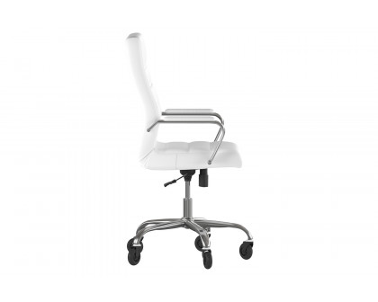 BLNK Whitney LeatherSoft High Back Executive Swivel Office Chair with Chrome Frame, Arms, and Transparent Roller Wheels