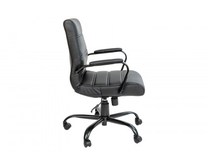 BLNK Whitney LeatherSoft Mid-Back Executive Swivel Office Chair with Black Frame and Arms - Black