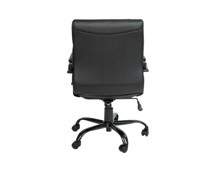 BLNK Whitney LeatherSoft Mid-Back Executive Swivel Office Chair with Black Frame and Arms - Black