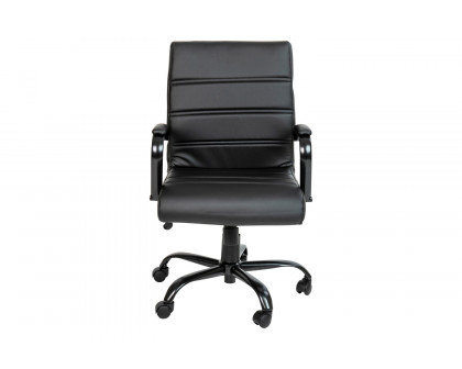 BLNK Whitney LeatherSoft Mid-Back Executive Swivel Office Chair with Black Frame and Arms - Black