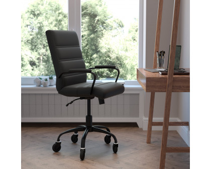 BLNK Camilia LeatherSoft Executive Swivel Office Chair with Arms and Transparent Roller Wheels