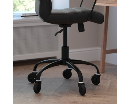 BLNK Camilia LeatherSoft Executive Swivel Office Chair with Arms and Transparent Roller Wheels - Black