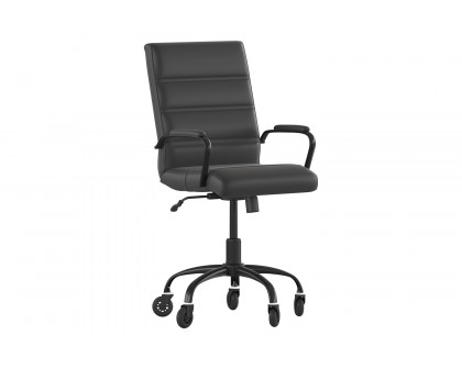 BLNK Camilia LeatherSoft Executive Swivel Office Chair with Arms and Transparent Roller Wheels - Black