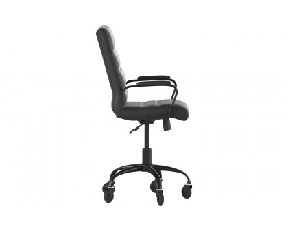 BLNK Camilia LeatherSoft Executive Swivel Office Chair with Arms and Transparent Roller Wheels - Black