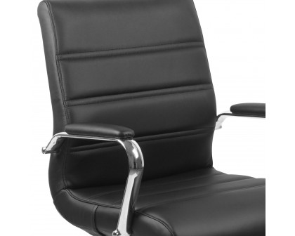 BLNK Whitney LeatherSoft Mid-Back Executive Swivel Office Chair with Chrome Frame and Arms - Black