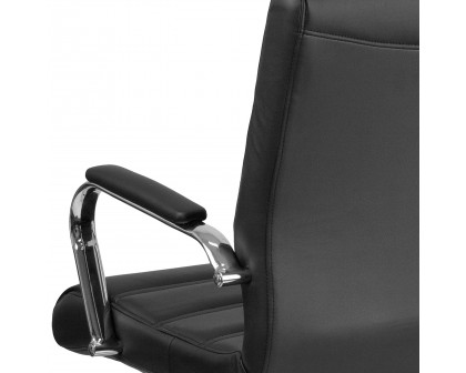 BLNK Whitney LeatherSoft Mid-Back Executive Swivel Office Chair with Chrome Frame and Arms - Black