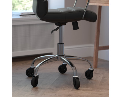 BLNK Camilia LeatherSoft Executive Swivel Office Chair with Chrome Frame, Arms, and Transparent Roller Wheels - Black