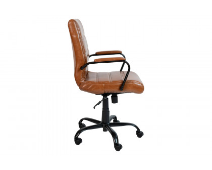 BLNK Whitney LeatherSoft Mid-Back Executive Swivel Office Chair with Black Frame and Arms - Brown