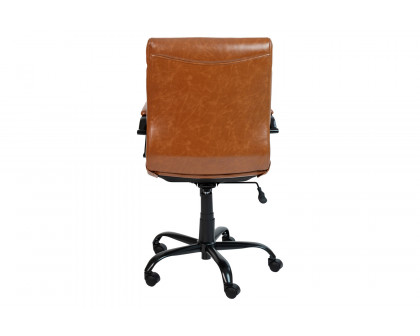 BLNK Whitney LeatherSoft Mid-Back Executive Swivel Office Chair with Black Frame and Arms - Brown