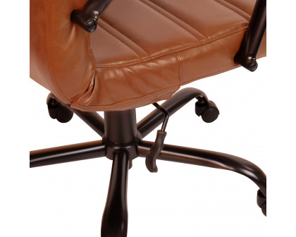 BLNK Whitney LeatherSoft Mid-Back Executive Swivel Office Chair with Black Frame and Arms - Brown