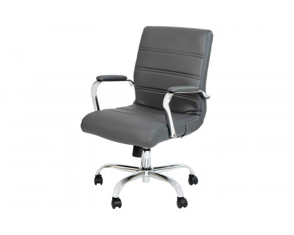 BLNK Whitney LeatherSoft Mid-Back Executive Swivel Office Chair with Chrome Frame and Arms