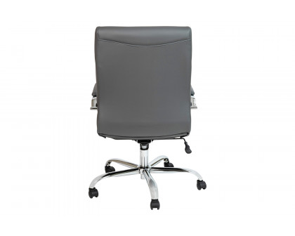 BLNK Whitney LeatherSoft Mid-Back Executive Swivel Office Chair with Chrome Frame and Arms - Gray