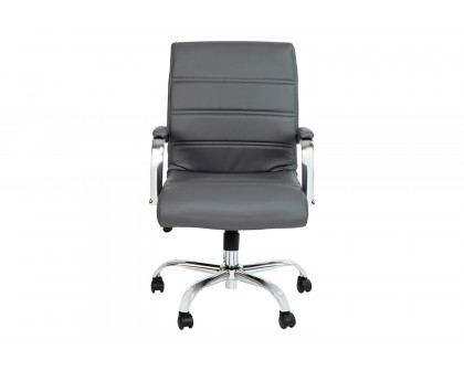 BLNK Whitney LeatherSoft Mid-Back Executive Swivel Office Chair with Chrome Frame and Arms - Gray