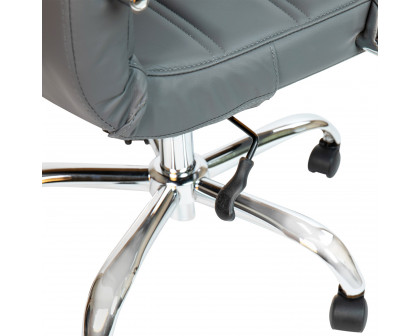 BLNK Whitney LeatherSoft Mid-Back Executive Swivel Office Chair with Chrome Frame and Arms - Gray