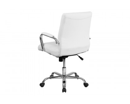 BLNK Whitney LeatherSoft Mid-Back Executive Swivel Office Chair with Chrome Frame and Arms - Gold