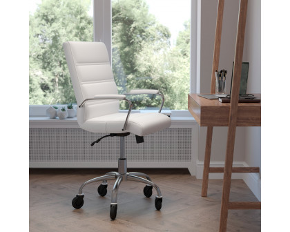 BLNK Camilia LeatherSoft Executive Swivel Office Chair with Chrome Frame, Arms, and Transparent Roller Wheels