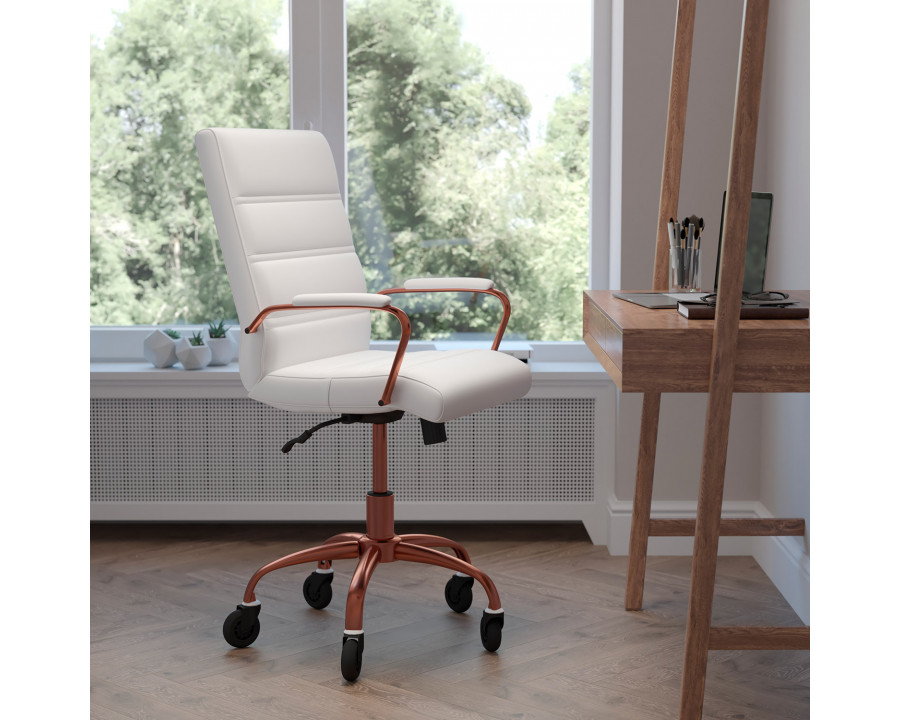 BLNK Camilia LeatherSoft Executive Swivel Office Chair with Arms and Transparent Roller Wheels